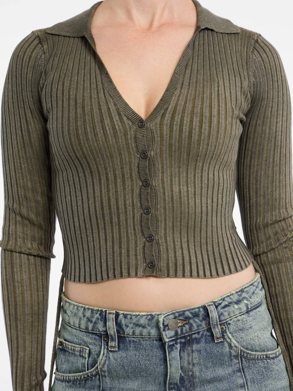 Eco GUESS Originals Shirred Tie Cardigan - Image 3