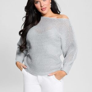 Poa Metallic Off-Shoulder Sweater