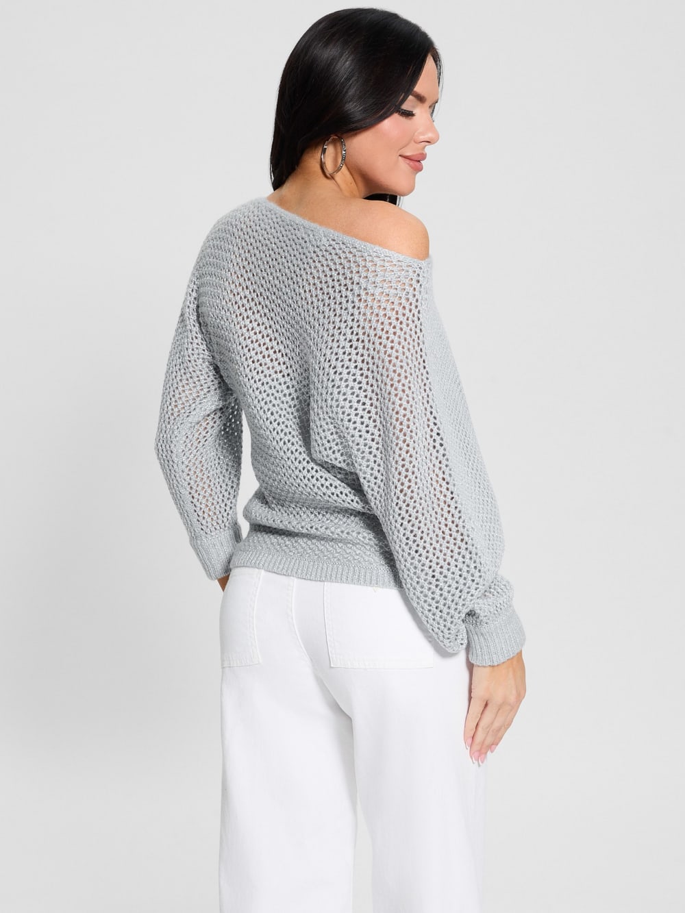 Poa Metallic Off-Shoulder Sweater - Image 4