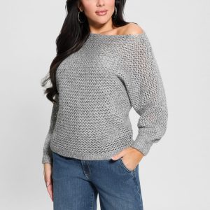 Poa Metallic Off-Shoulder Sweater