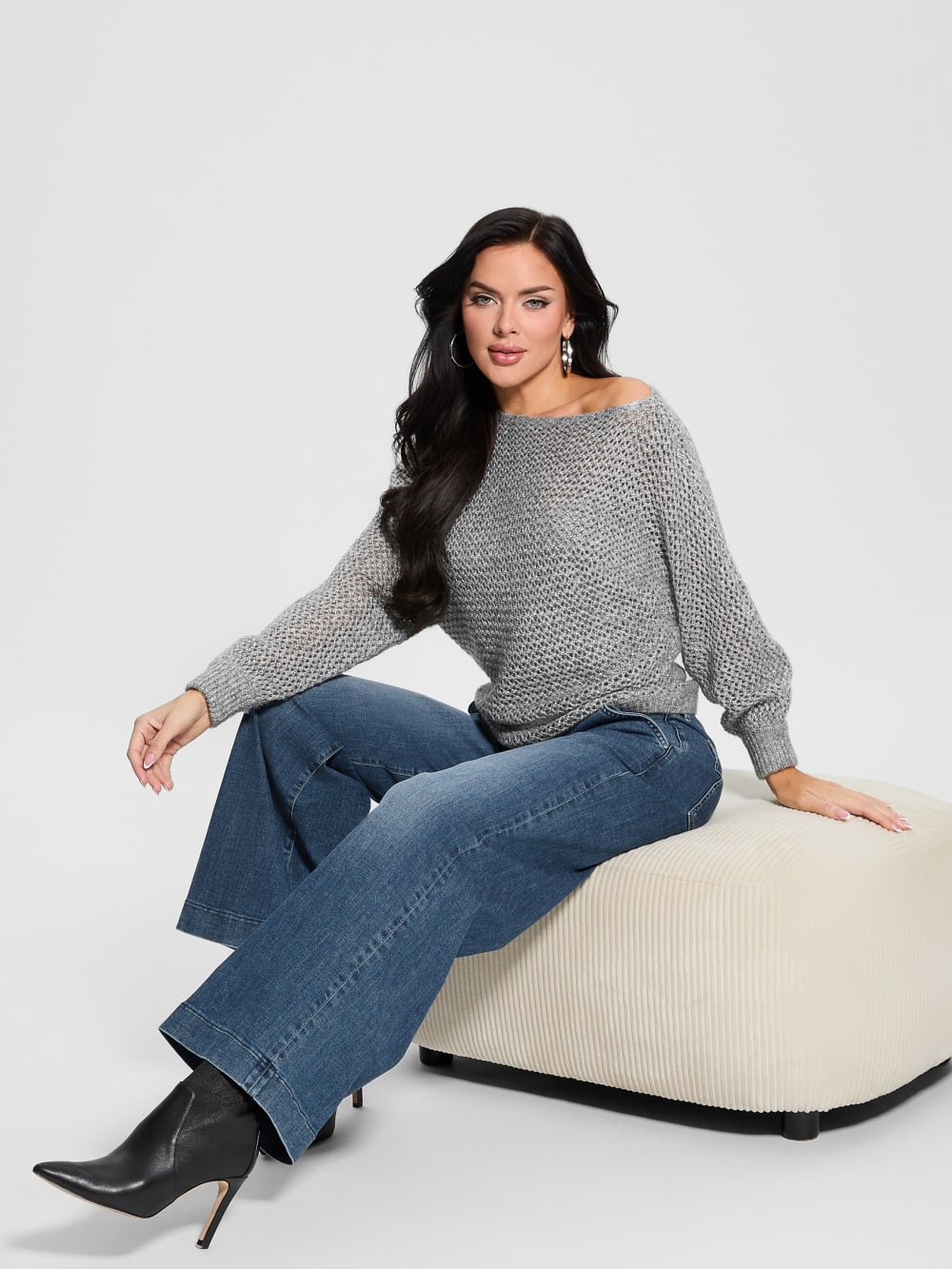 Poa Metallic Off-Shoulder Sweater - Image 6