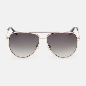 Aviator Striped Metal Sunglasses