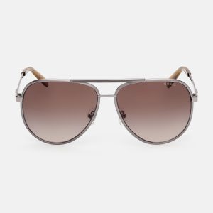 Aviator Striped Metal Sunglasses