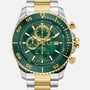 Gc Two-Tone and Green Multifunction Watch