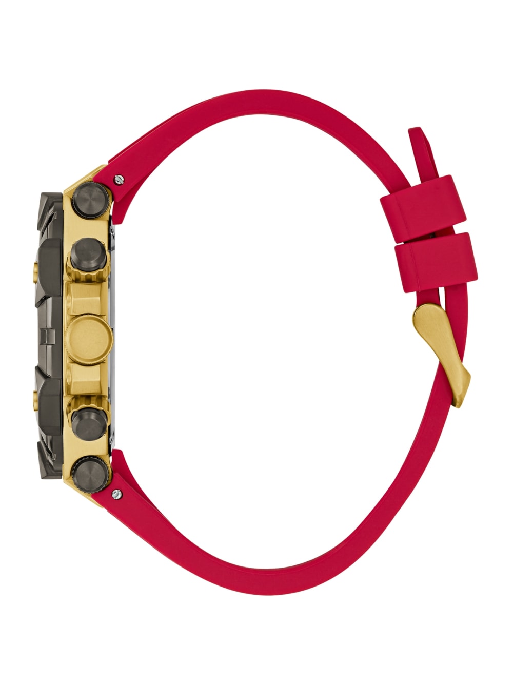 Gold-Tone and Red Silicon Multifunction Watch - Image 2