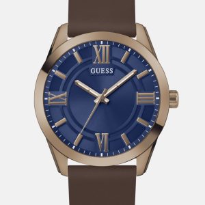 Blue and Brown Silicone Analog Watch