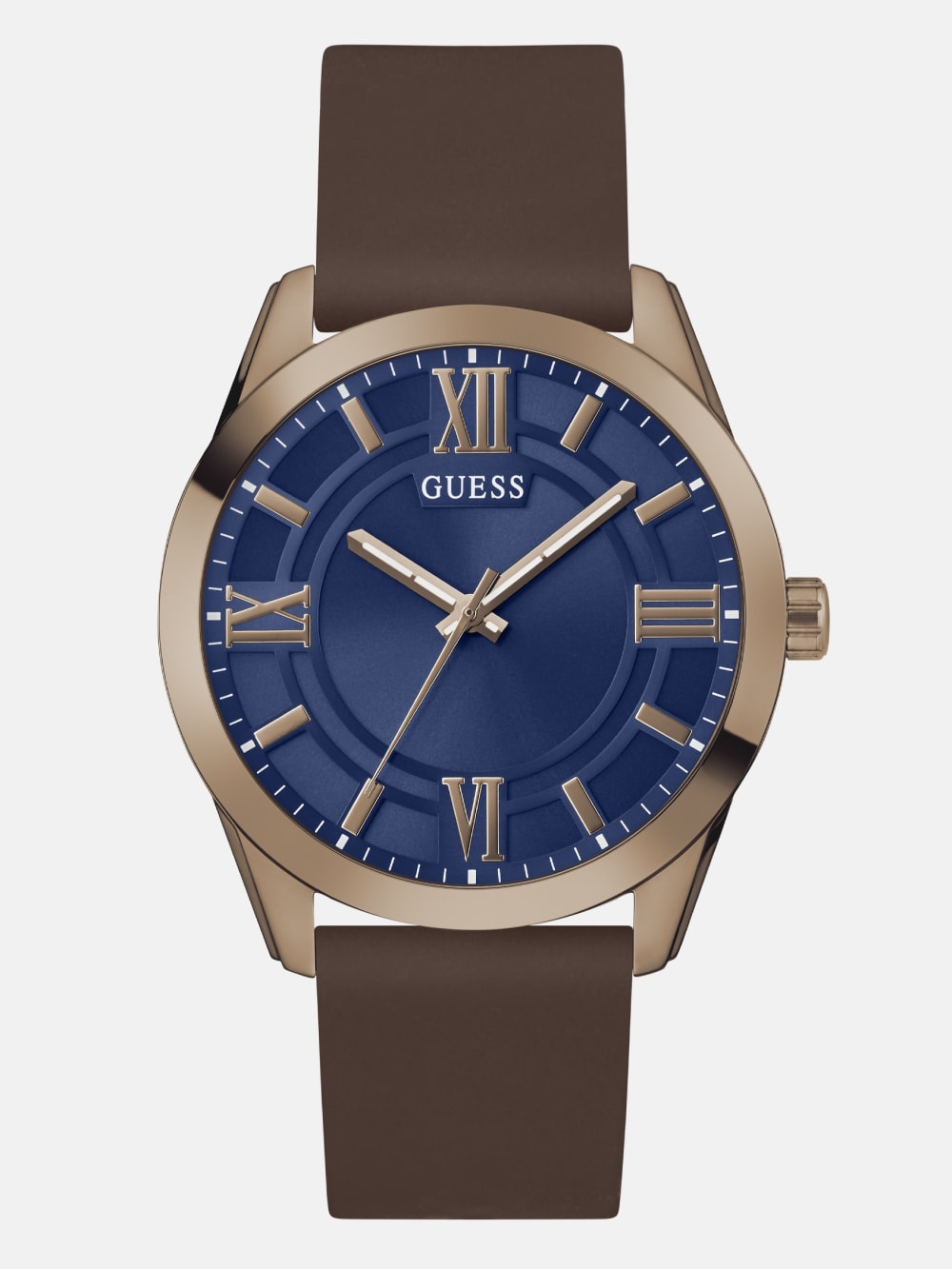 Blue and Brown Silicone Analog Watch