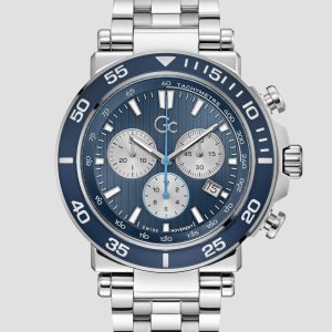 Silver-Tone and Blue Chronograph Sport Watch