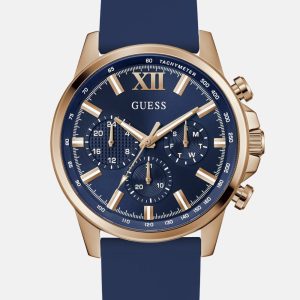 Rose Gold-Tone and Blue Silicone Chronograph Watch