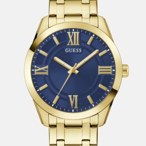 Gold-Tone and Blue Analog Watch