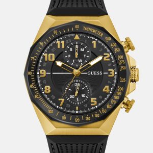 Gold-Tone and Black Silicone Chronograph Watch