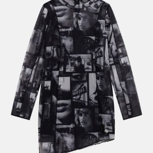 Printed Mesh Dress (7-16)