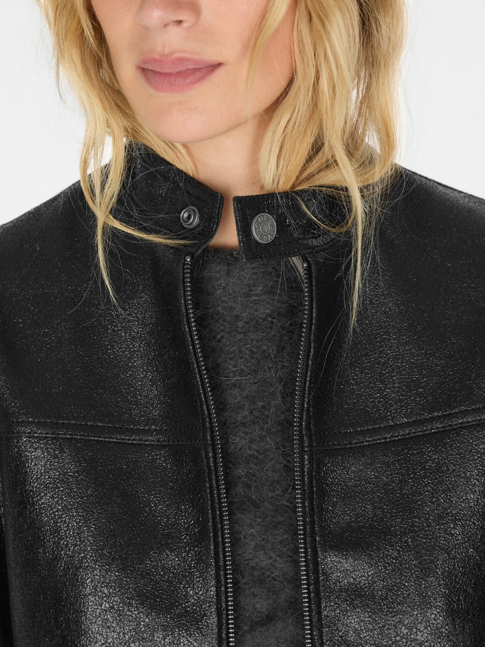 crackled leather moto jacket - Image 6