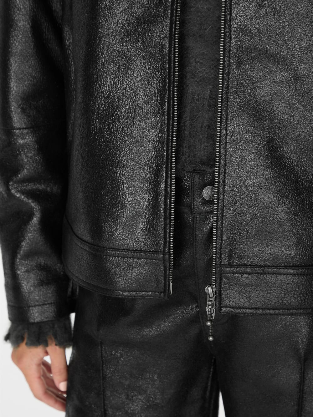 crackled leather moto jacket - Image 7