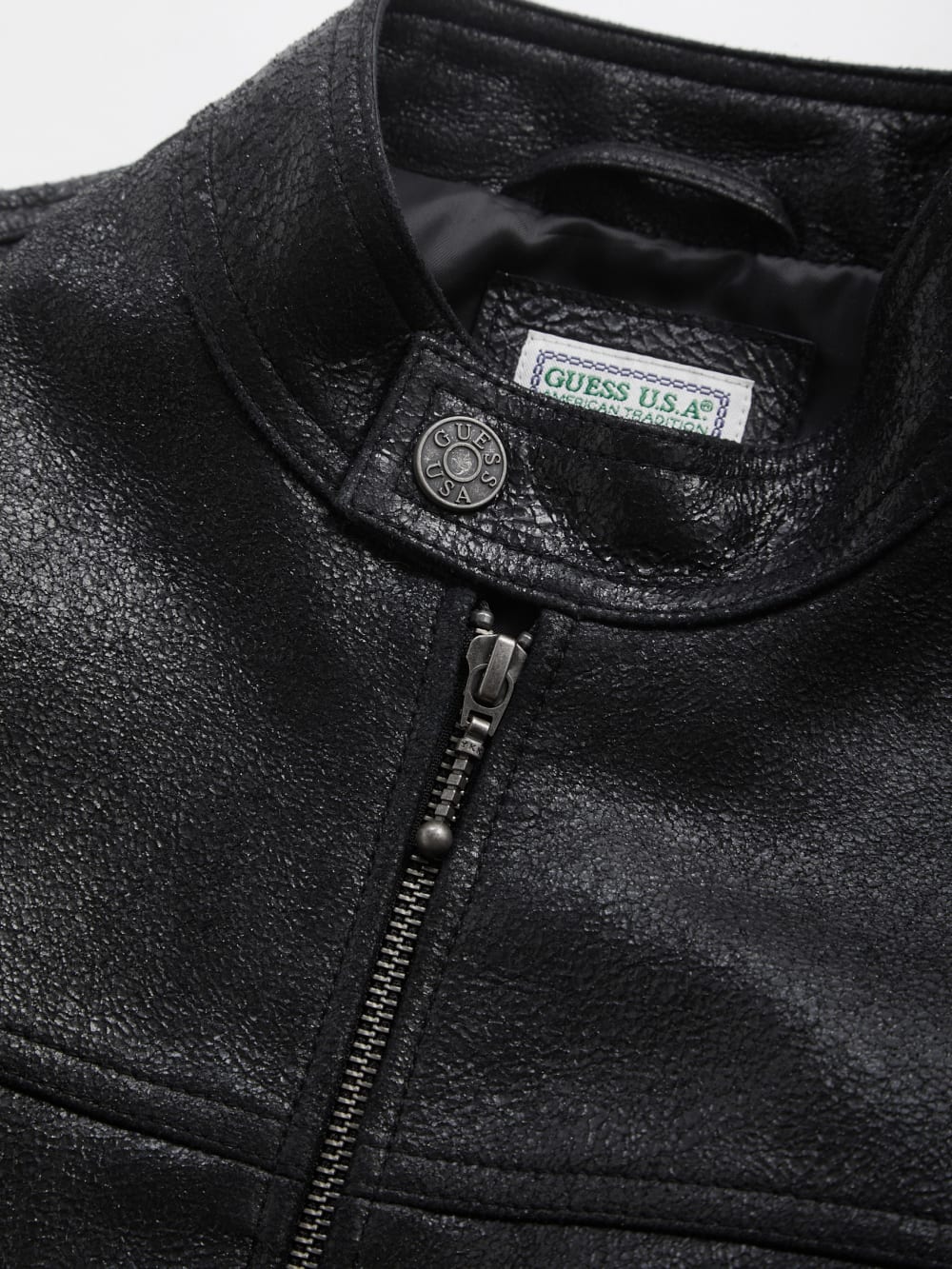 crackled leather moto jacket - Image 8