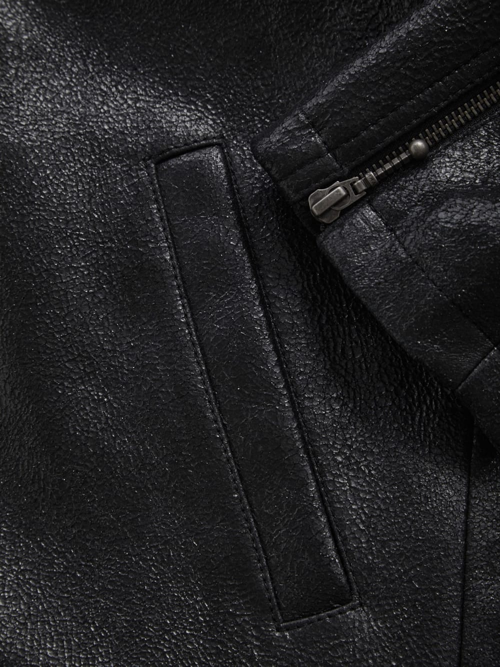 crackled leather moto jacket - Image 9