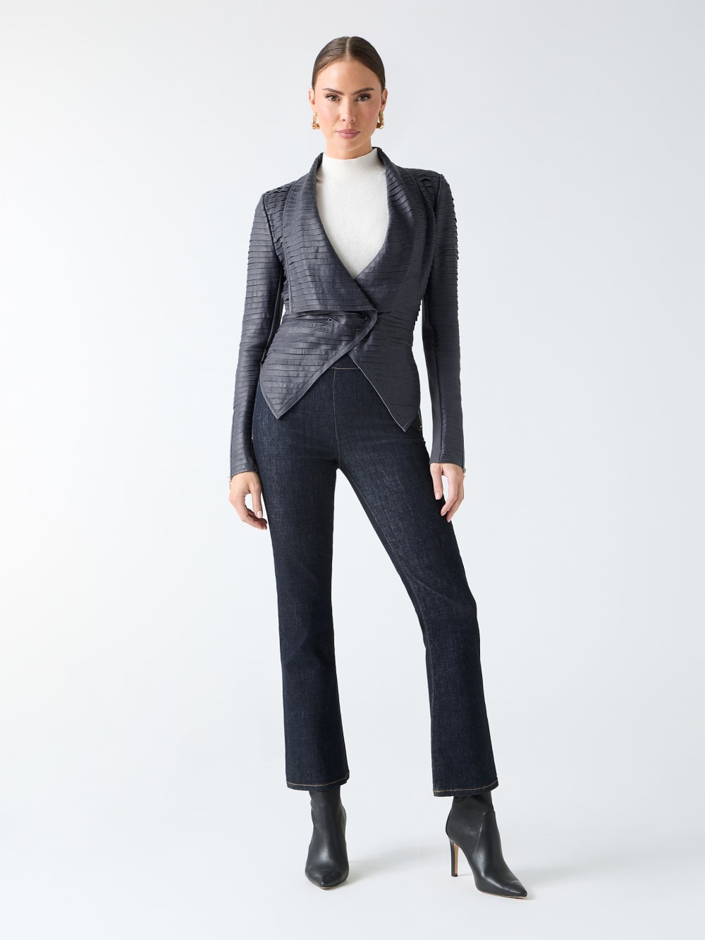 Shayna Drape Leather Jacket - Image 2