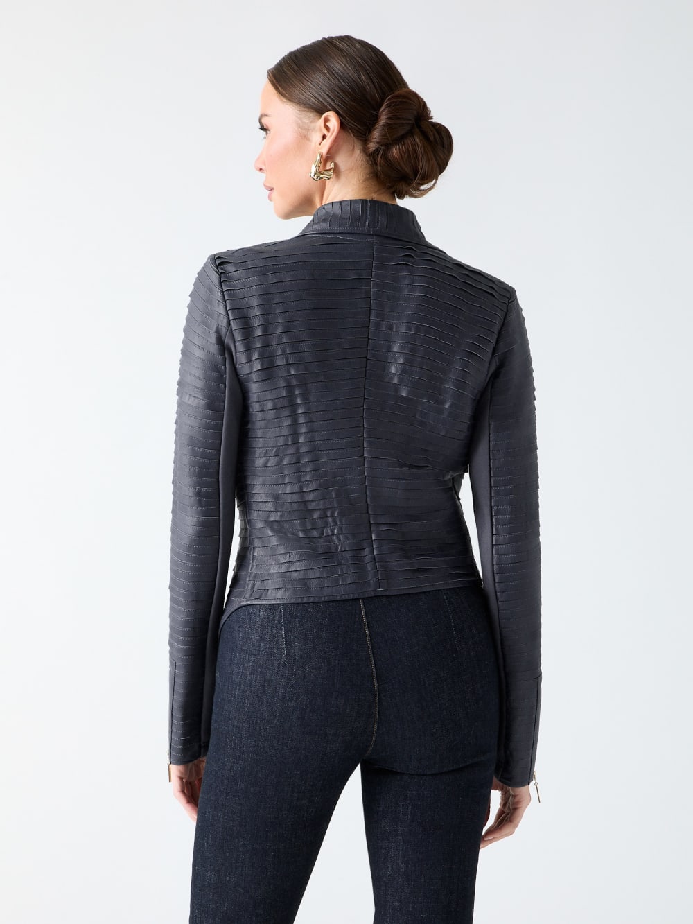 Shayna Drape Leather Jacket - Image 4