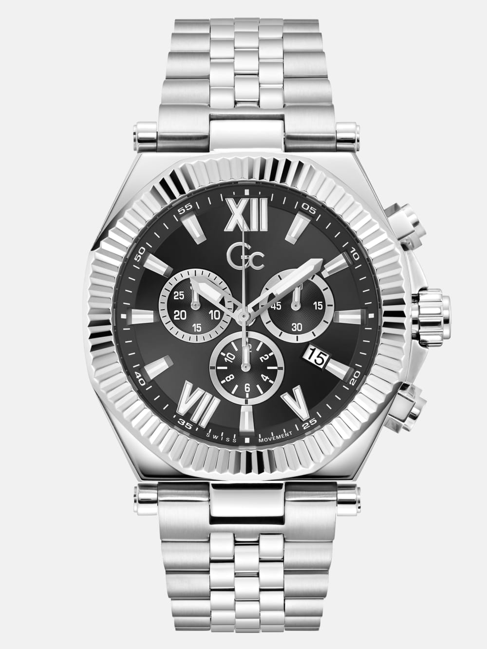 Gc Silver-Tone Chronograph Watch