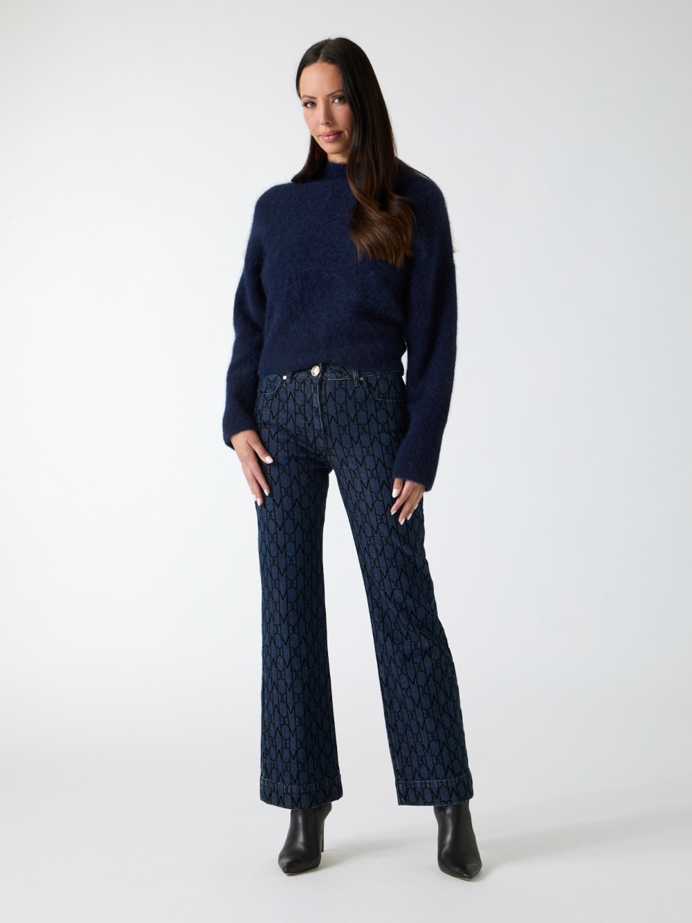 Bea Monogram Print Denim Pant - Image 2
