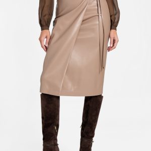 Gladys Faux-Leather Wrap Skirt