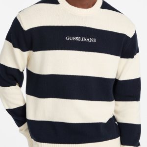 Striped Embroidered Logo Sweater