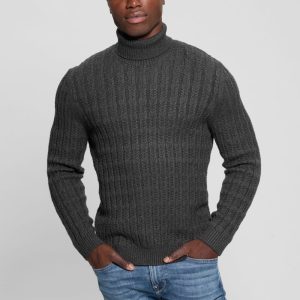 Eco Ezra Turtleneck Cable-Knit Sweater