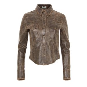 crackle leather jacket