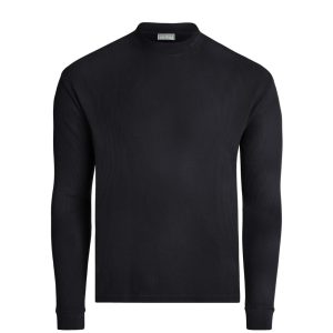 long-sleeve waffle mockneck
